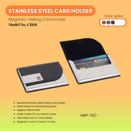 Card Holder: Executive Magnetic Stainless Steel Card Case - CH06