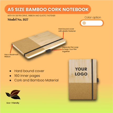 A5 Size Bamboo Cork Notebook