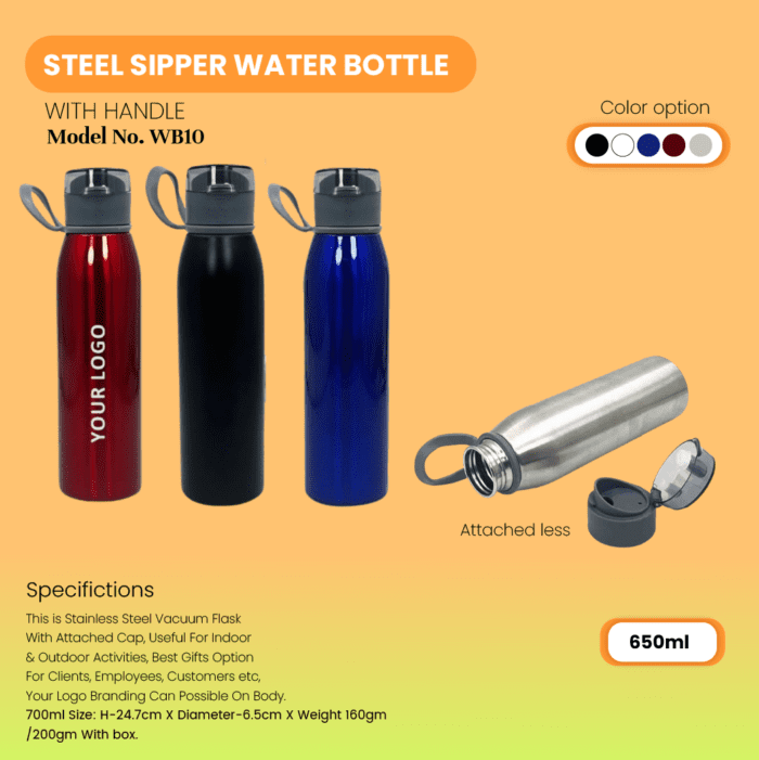 Steel Sipper Water Bottle With Handle