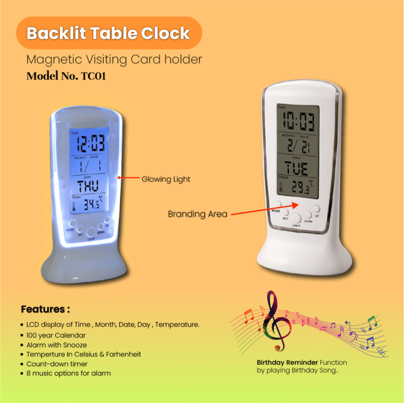 Backlit Table Clock