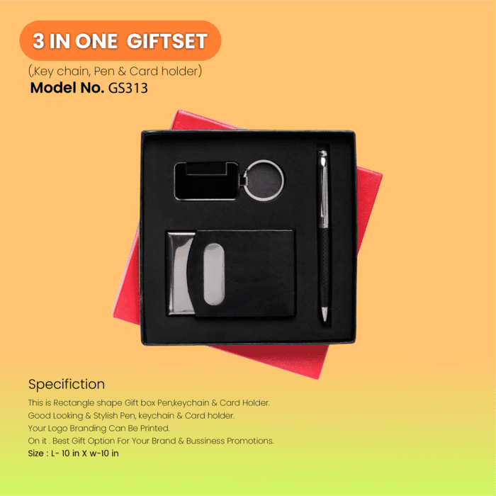 3 In One Customized Gift Set Pen, Keychain & Card Holder