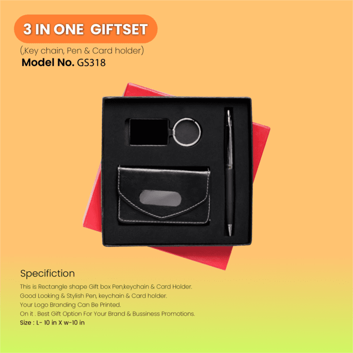 3 In One Best Combo Gift Set Pen, Keychain & Card Holder