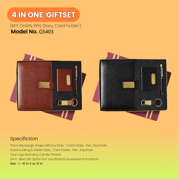 4 In One Combo Gift Set Pen, Keychain, Diary & Card Holder