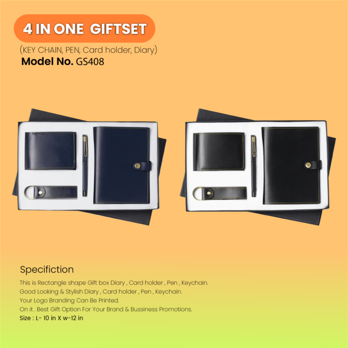 4 In One Gift Set Pen, Diary, Keychain & Wallet