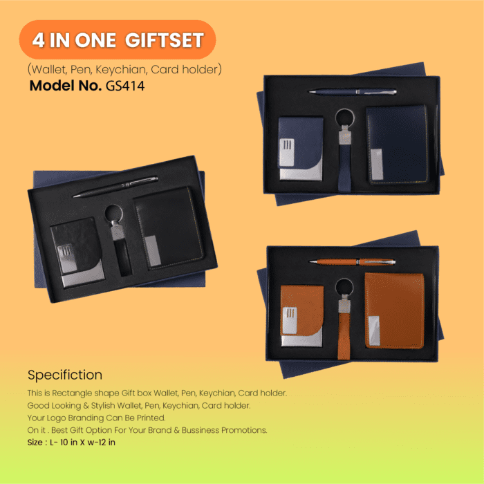 4 In One Gift Set Pen, Keychain, Wallet & Card Holder