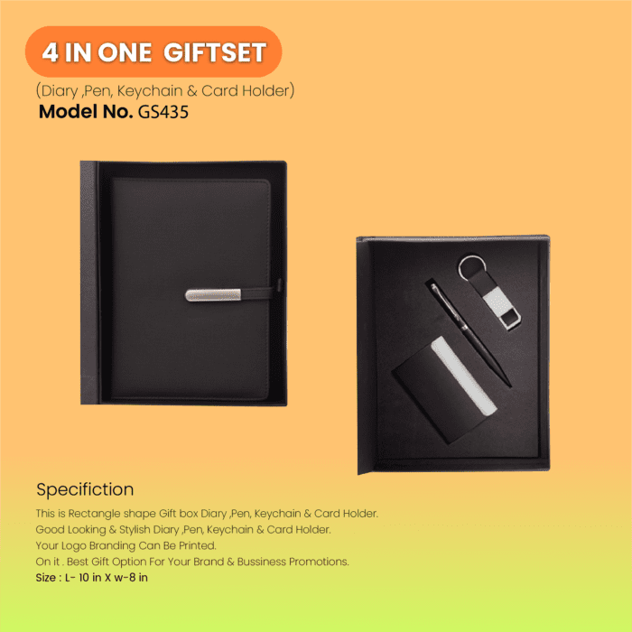 4 In One Customized Gift Set Pen, Keychain, Diary & Card Holder