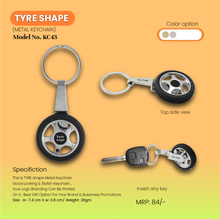 Tyre/Wheel Shape Metal Keychain: Use For Brand & Business Promotion