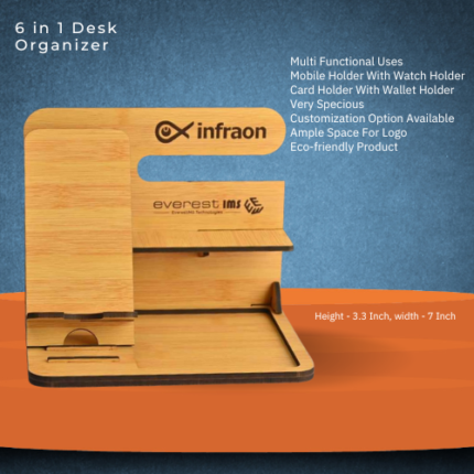 6 In 1 Wooden Desk Organizer 3.3 Inch