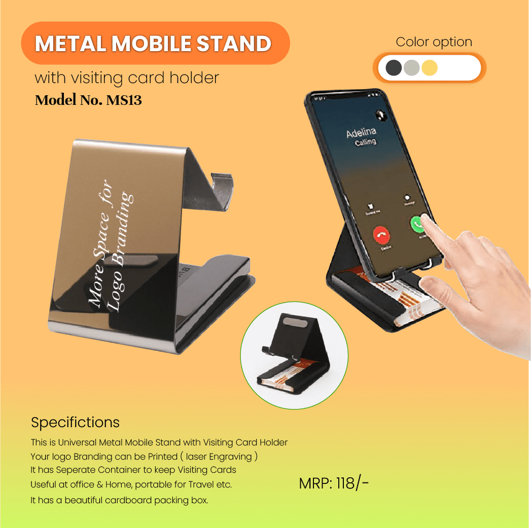Durable Metal Mobile Stand With Visiting Card Holder