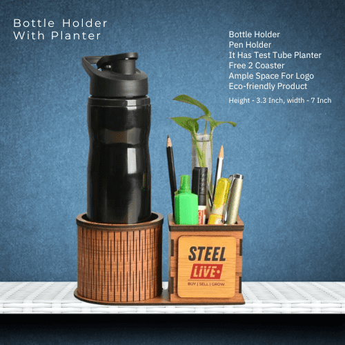 Stylish Desk Organizer with Bottle Holder And Planter 3.3 inch