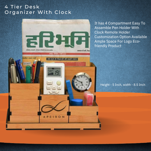 4 Tier Desk Organizer With Clock 5 Inch