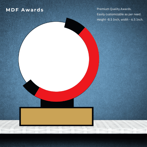 MDF Award- Round Moon Crystal Trophy 8.5 Inch