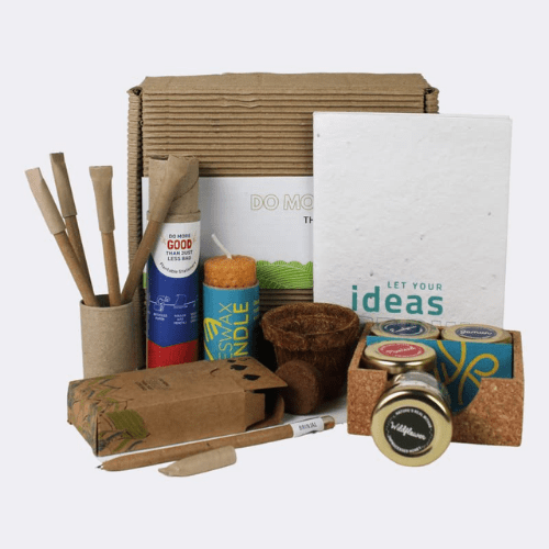 Plantable Diary Combo with Grow Kit | Recycled Folding Box - 450gm | 2” Coco Pot + Peat | Beeswax Candle (3”) in Paper Tube | Eco Friendly Playing Cards