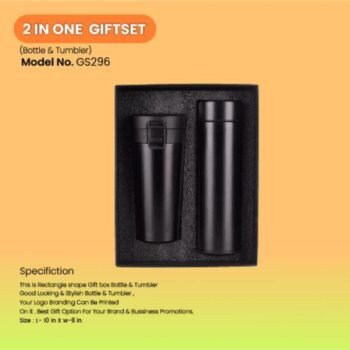 2 in 1 Black Combo Gift Set – Bottle and Tumbler