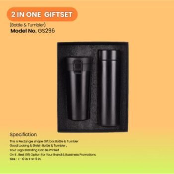 2 in 1 Black Combo Gift Set – Bottle and Tumbler