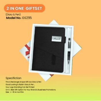 2 in 1 Black Gift Set – Soft Bound Diary and Pen Combo