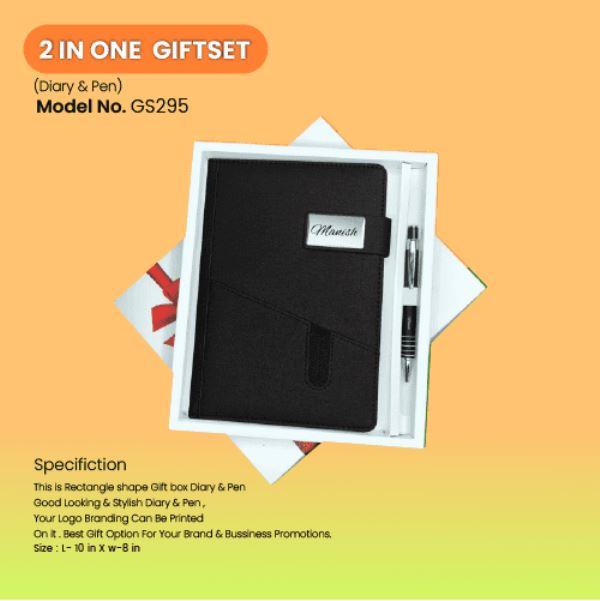 2 in 1 Black Gift Set – Soft Bound Diary and Pen Combo