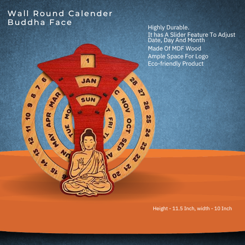 Round Wall Calendar With Buddha Face 11.5 Inch