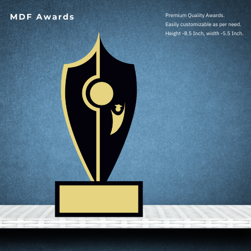 MDF Wooden Award Trophy In Black color 8.5 Inch