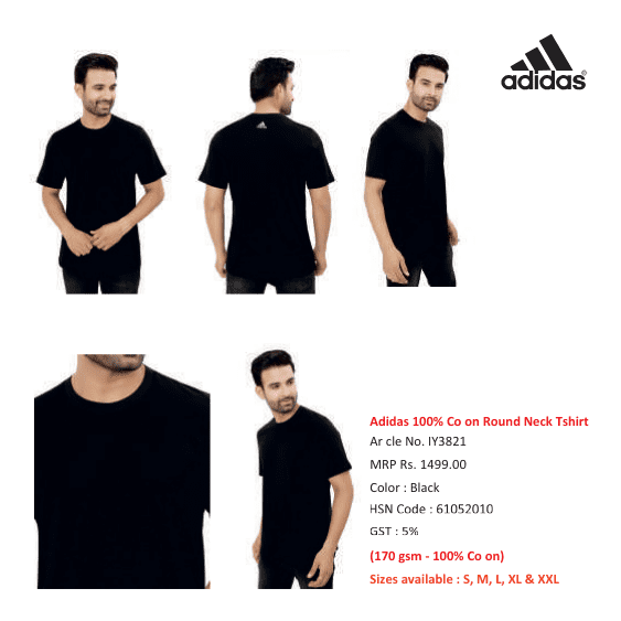 Adidas 100% Cotton Round Neck T-Shirt