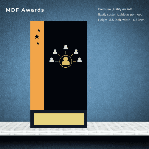 MDF award- Premium Wooden Trophy In Black Finish Model 8.5 Inch