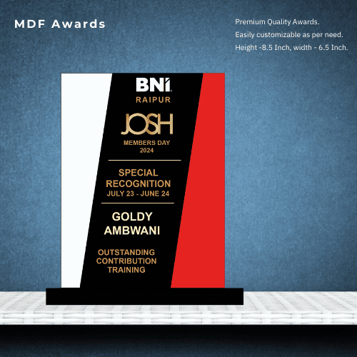 MDF Award- Multicolor Wooden Trophy 8.5 Inch