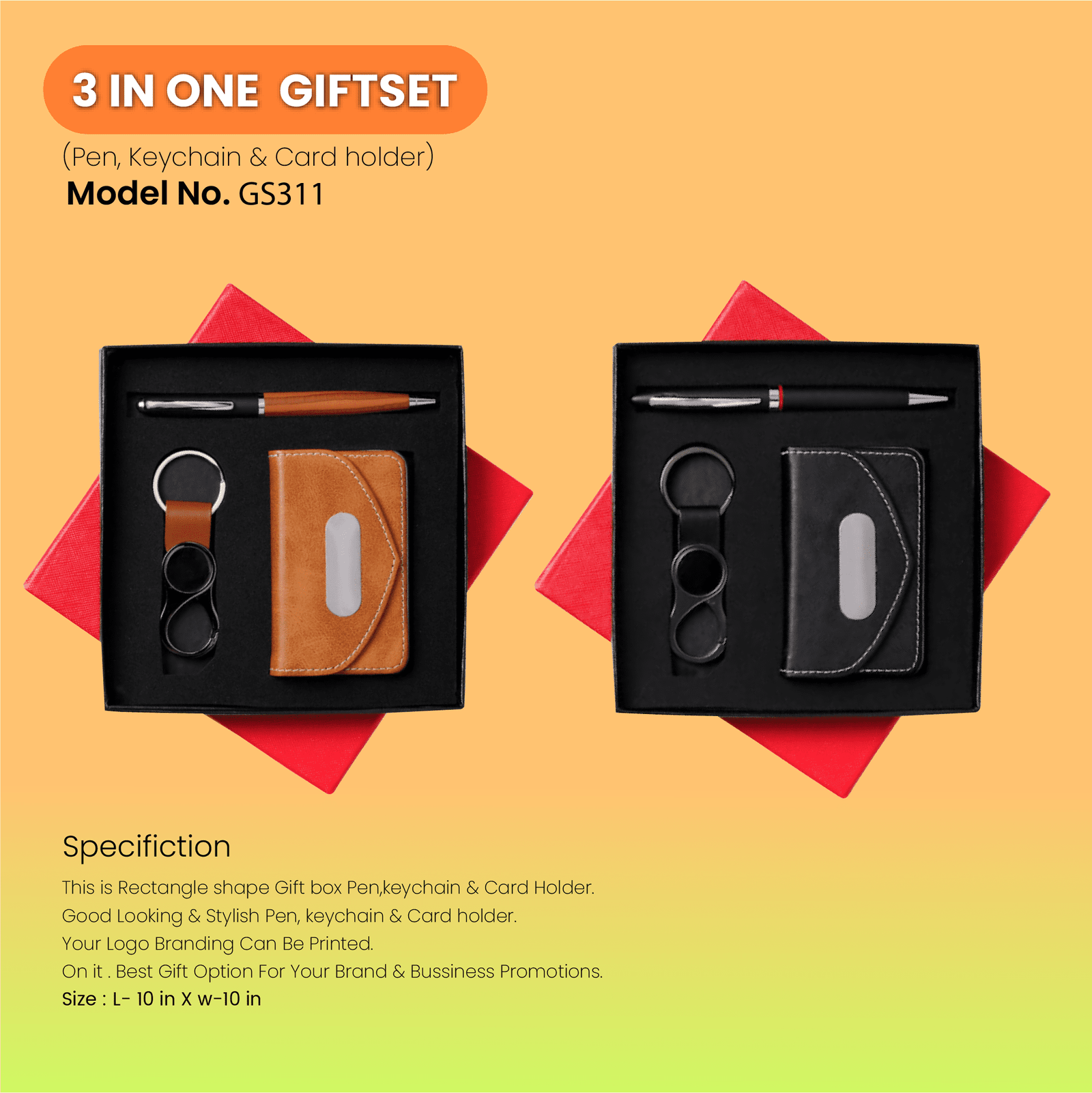 3 In One Gift Set With Pen, Keychain & Card Holder