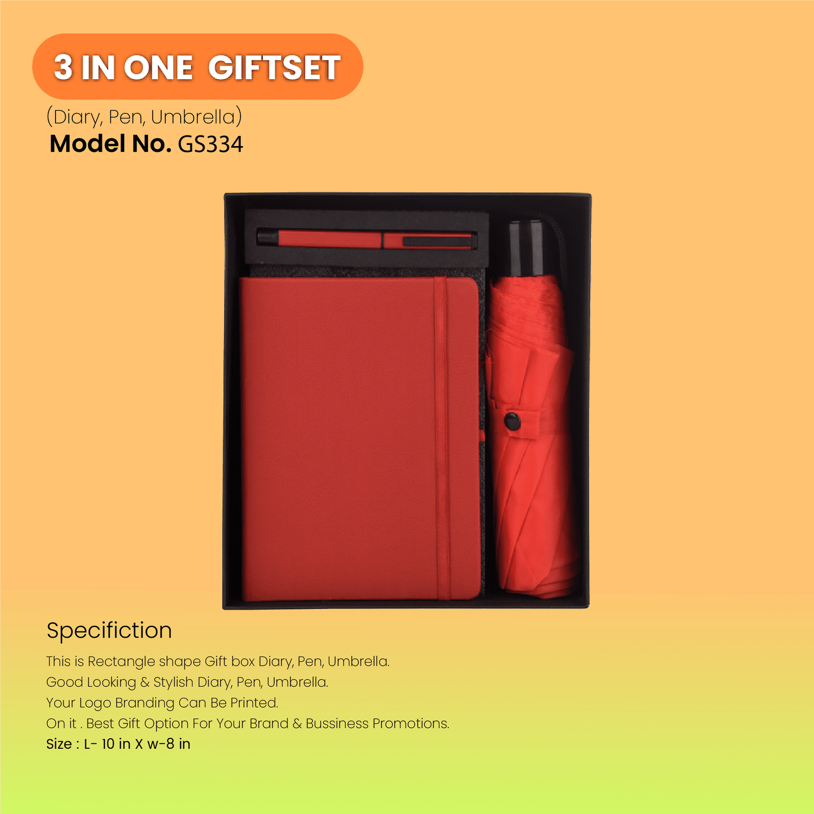3 In One Gift Set Diary, Pen & Umbrella