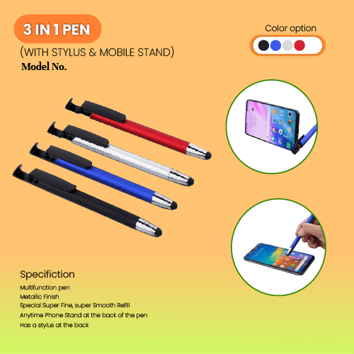 3 In 1 Pen With Stylus And Mobile Stand