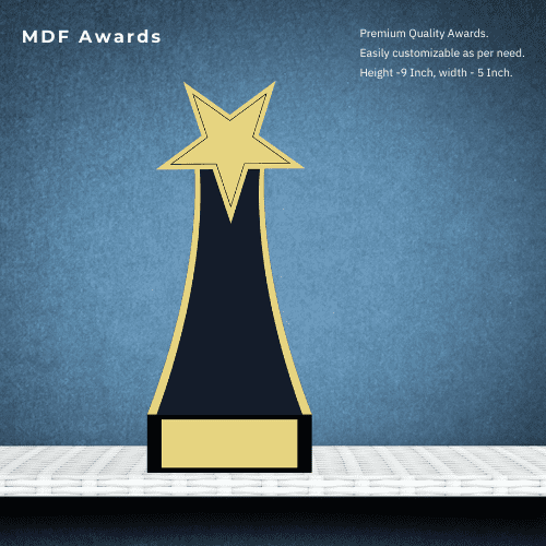 MDF Award- Customized with Black Color And Star 9 Inch