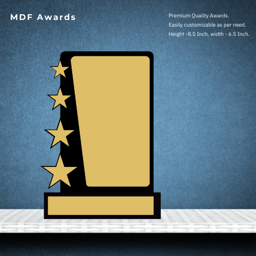 MDF Award- Wooden Star Shape Trophy 8.5 Inch