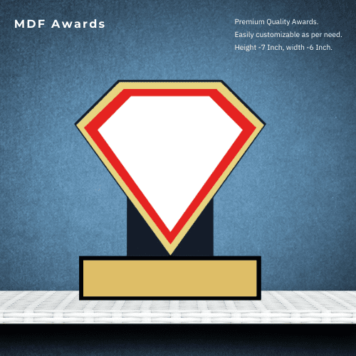 MDF Award-  Diamond Shape Crystal Award 6 Inch