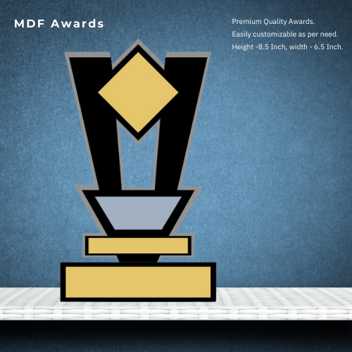 MDF Award- Beautiful Golden Black Wooden Trophy 8.5 Inch