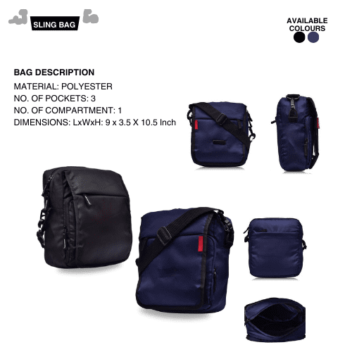 Polyester Black Sling Bag