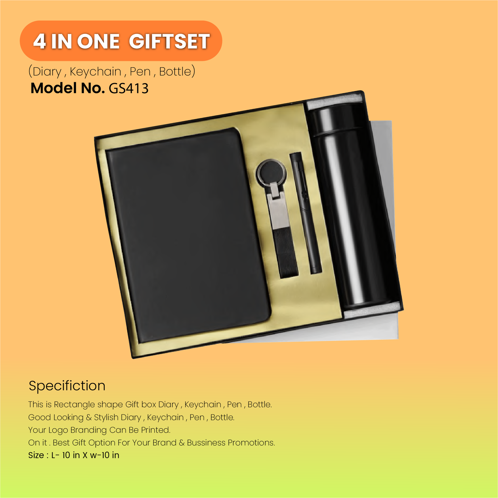 4 In One Combo Gift Set Pen, Keychain, Diary & Bottle