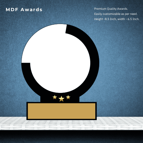 MDF Award-Round Share Stone Studded Eminent Special Trophy 8.5 Inch