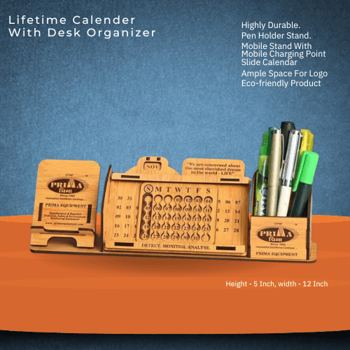 Luxury Lifetime Calendar With Desk Organizer 5 Inch