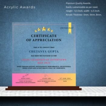 Acrylic Award Certificate for Appreciation – 5.5...
