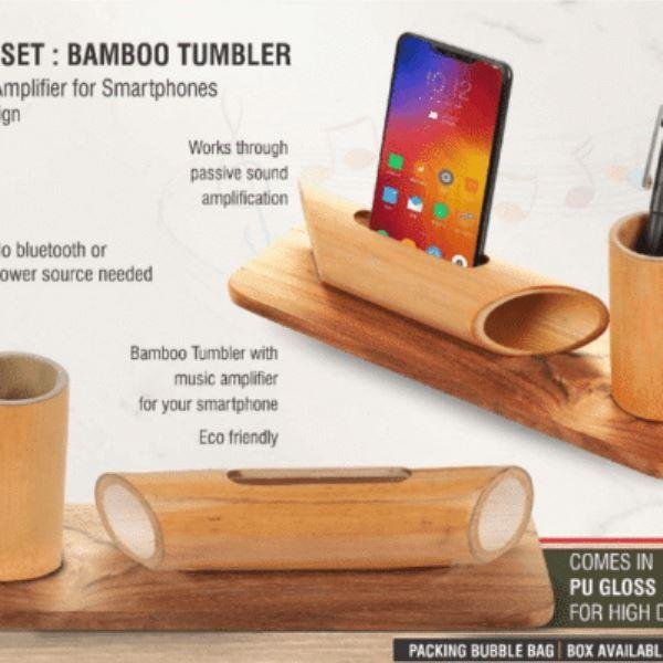 Bamboo Tumbler with Music Amplifier for Smartphones