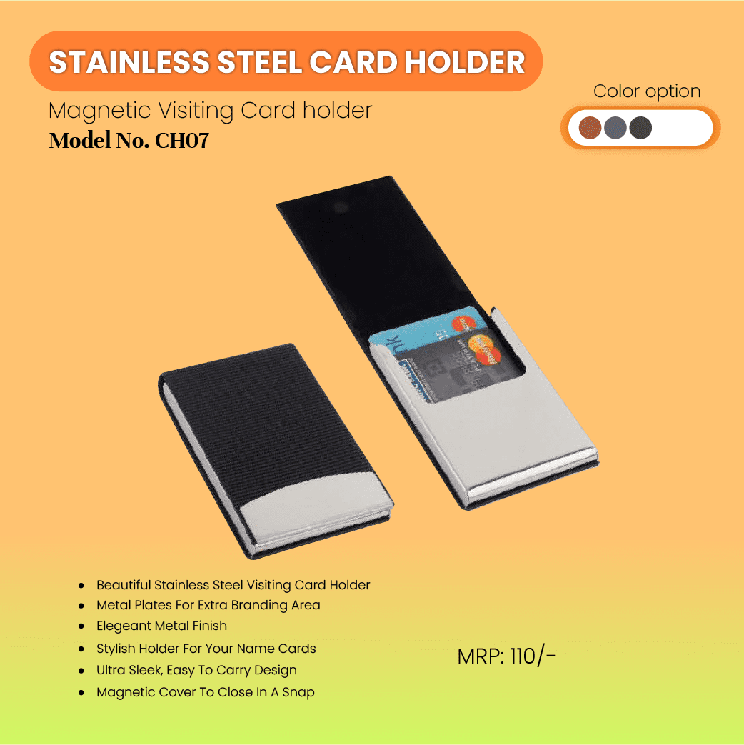 Modern Magnetic Steel Card Holder CH07