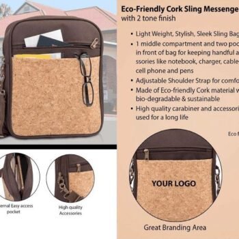 Eco Friendly Cork Sling Messenger Bag with...