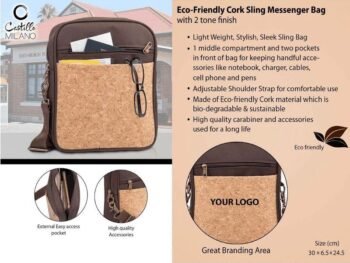 Eco Friendly Cork Sling Messenger Bag with...