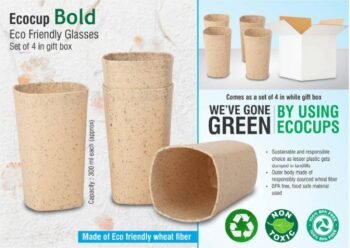 EcoCup Bold Eco Friendly Glasses Set of 4 in Gift Box (300ml Each)