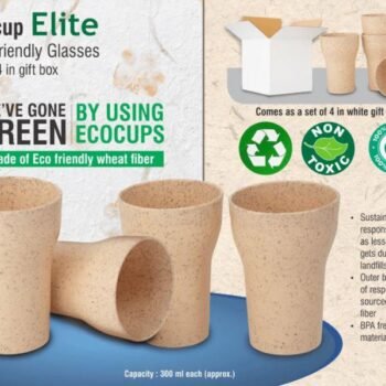 EcoCup Elite Eco Friendly Glasses Set of 4 in Gift Box (300ml Each)