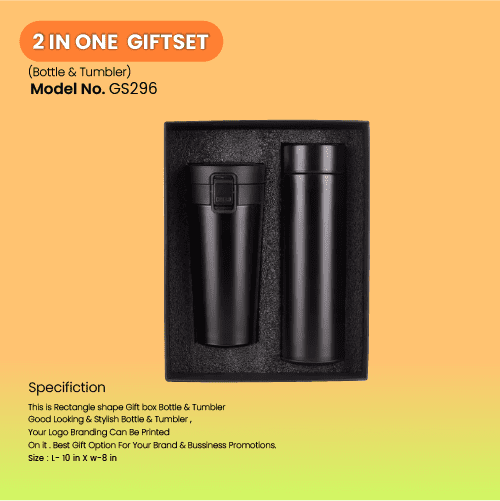 2 in 1 Black Combo Gift Set Bottle and Tumbler