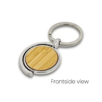 Glob Shape Rotating Wooden Metal Keychain...