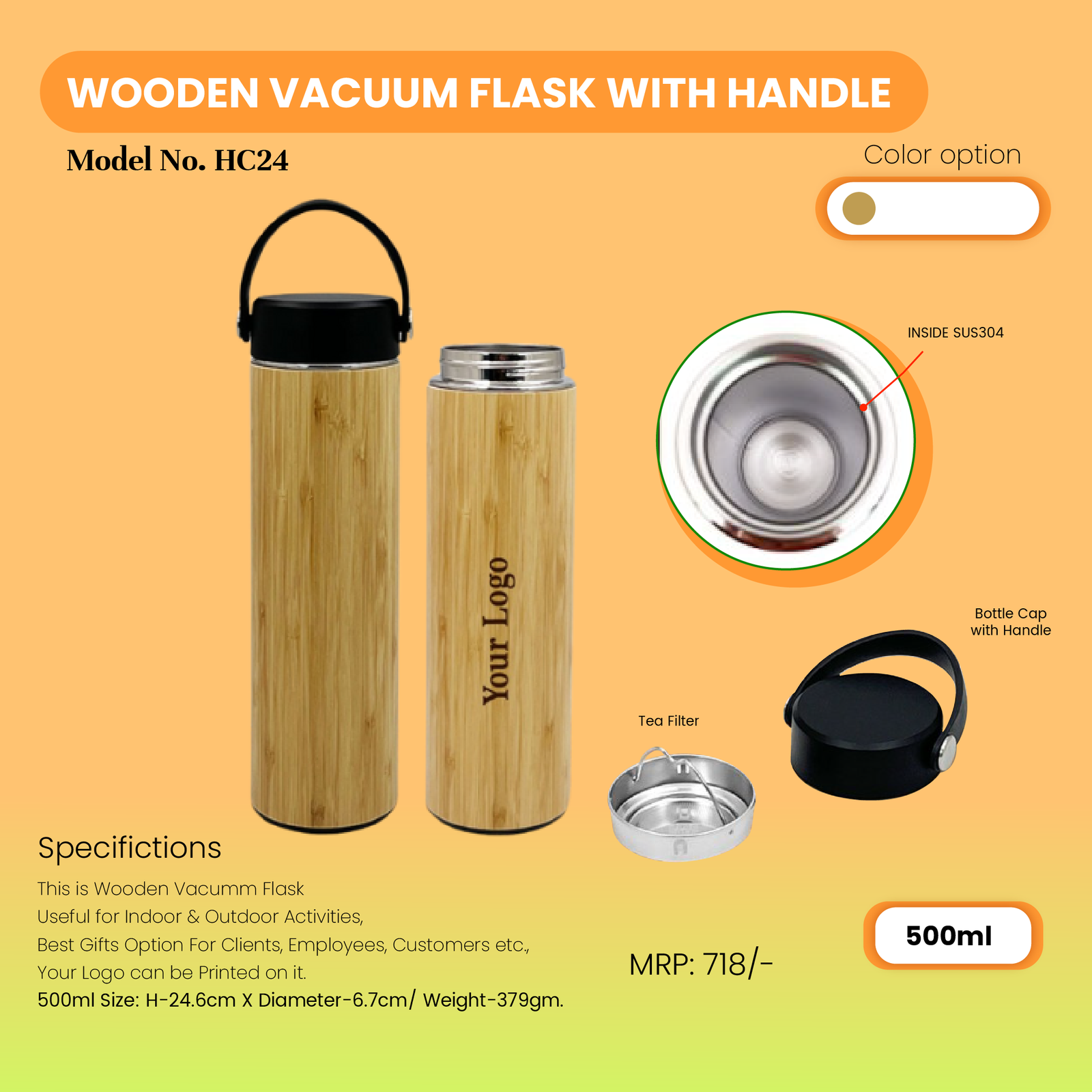 The Ultimate Wooden Vacuum Flask With Handle