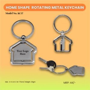 Home Shape Rotating Metal Keychain