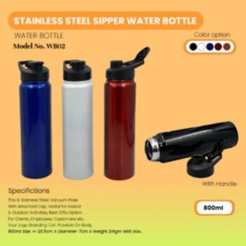 Leak Proof Steel Sipper Bottle – Custom Logo Corporate Gift (WB02)
