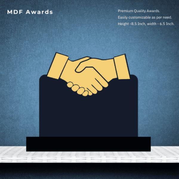 MDF Award Hand Shaking Trophy Design 8.5 Inch